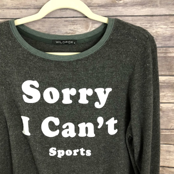 Wildfox Sorry I Can’t Sports gray green sweater - Picture 3 of 8